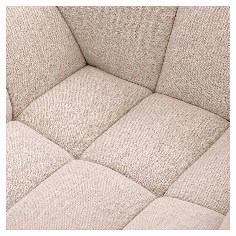Scaun tapițat Beige cu bază metalică neagră - imagine 5 - Homuse