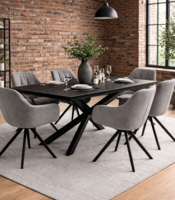 Scaun tapițat Grey cu bază metalică neagră - imagine 4 - Homuse