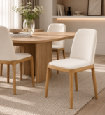 Scaun dining Selene OAK & Cream piele ecologică - imagine 2
