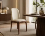 Scaun dining Selene Walnut & Cream piele ecologică - imagine 2