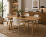 Scaun dining Selene OAK & Cream piele ecologică - imagine 5