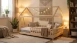 Imagine lifestyle pentru Pat copii tip Montessori 200x90 cm Oak, într-un interior modern.