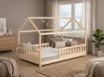 Imagine lifestyle pentru Pat copii tip Montessori 200x90 cm Oak, într-un interior modern.