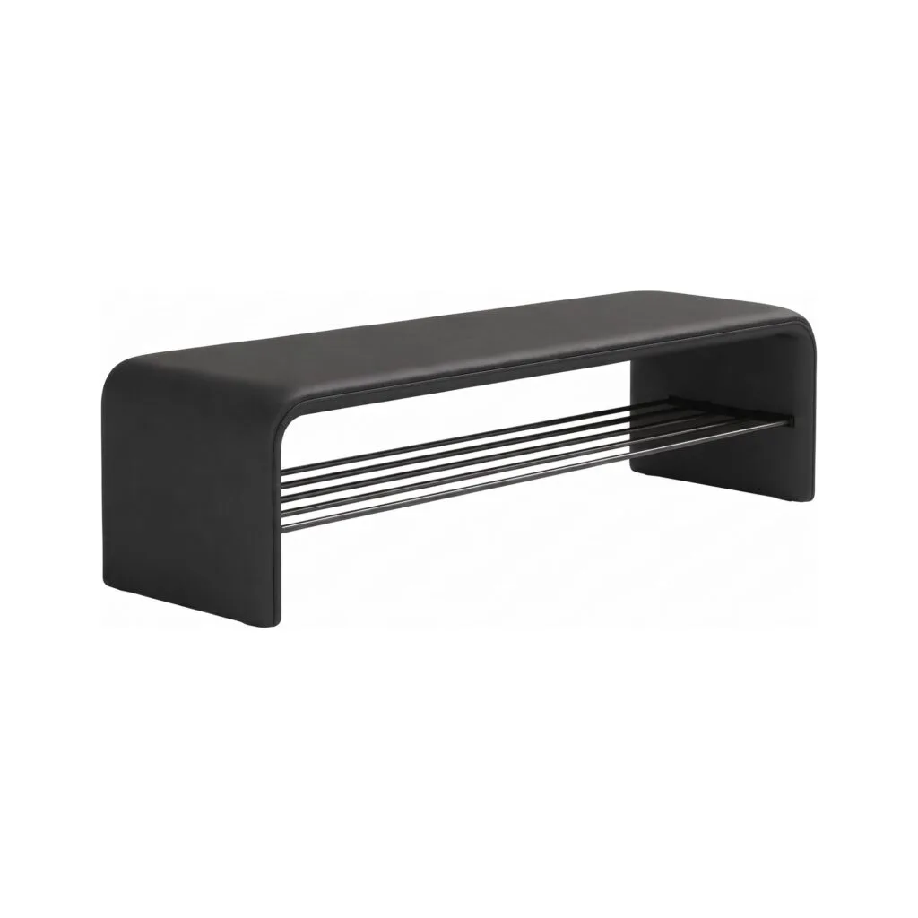 Bancheta din piele Black 100x35x42cm - Homuse