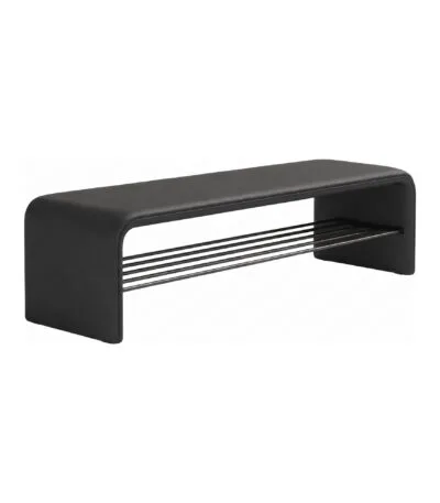 Bancheta din piele Black 100x35x42cm - Homuse