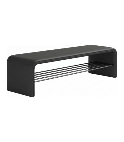 Bancheta din piele Black 150x35x42cm - Homuse
