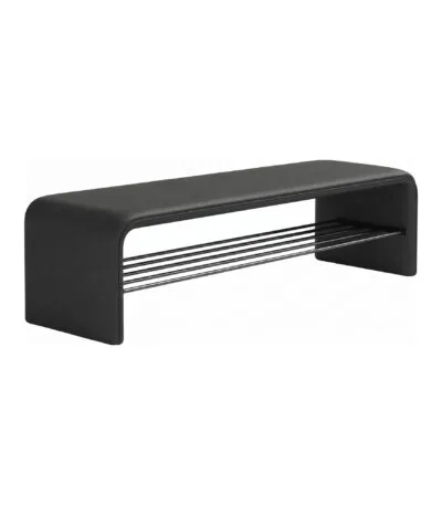 Bancheta din piele Black 150x35x42cm - Homuse