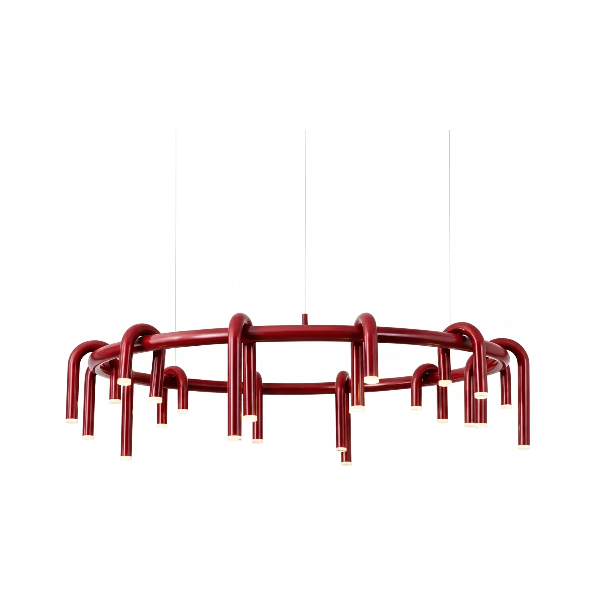 Corp de iluminat Led suspendat Tube Red 80x80x28cm - Homuse Corp de iluminat Led suspendat Tube Red 80x80x28cm - Homuse