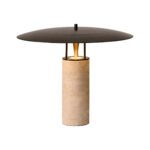 Lampă de masă modernă din travertin cu abajur metalic 42 x 33 cm - Homuse