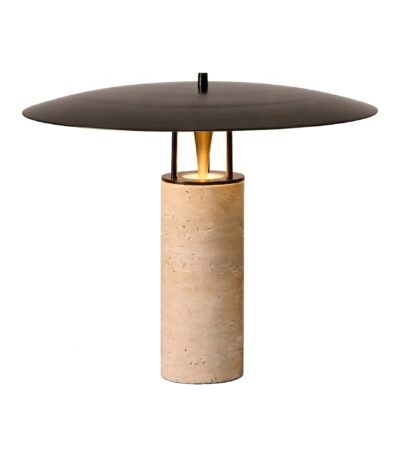 Lampă de masă modernă din travertin cu abajur metalic 42 x 33 cm - Homuse
