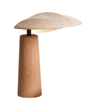 Lampă de masă Wabi-Sabi din bambus, sticlă și in - Homuse