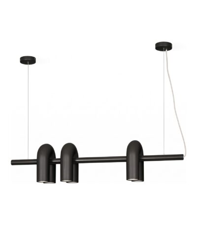 Lampă suspendată liniară cu trei surse – design contemporan negru 120cm - Homuse