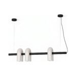 Lampă suspendată liniară cu trei surse – design contemporan, negru si gri 120cm - Homuse