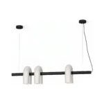 Lampă suspendată liniară cu trei surse – design contemporan, negru si gri 120cm - Homuse