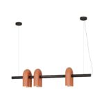 Lampă suspendată liniară cu trei surse – design contemporan, negru si teracotă 120cm - Homuse