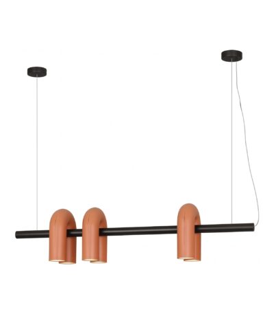 Lampă suspendată liniară cu trei surse – design contemporan, negru si teracotă 120cm - Homuse