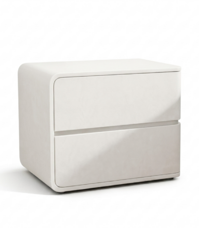 Noptiera din MDF si piele Elsa Offwhite - Homuse