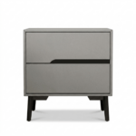 Noptieră modernă cu piele ecologică și picioare metalice Roma Grey - Homuse