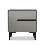 Noptieră modernă cu piele ecologică și picioare metalice Roma Grey - Homuse