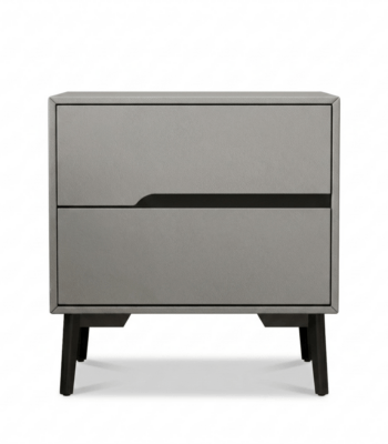 Noptieră modernă cu piele ecologică și picioare metalice Roma Grey - Homuse