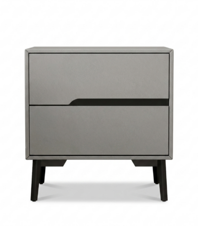 Noptieră modernă cu piele ecologică și picioare metalice Roma Grey - Homuse
