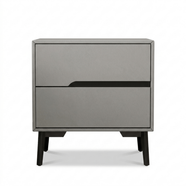 Noptieră modernă cu piele ecologică și picioare metalice Roma Grey - Homuse