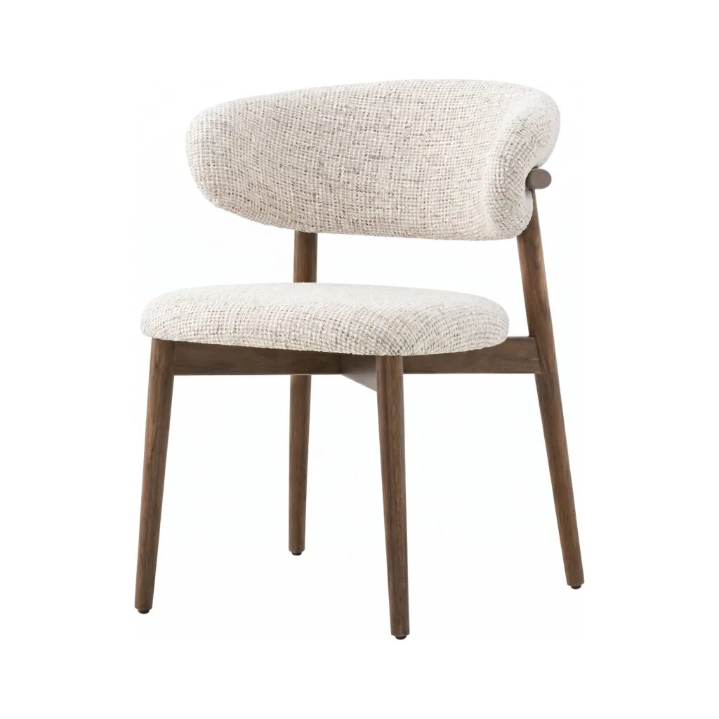 Scaun de dining Elara – tapițerie din in (linen) Walnut - Homuse