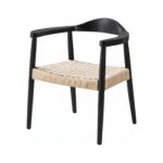 Scaun dining cu șezut împletit Nordic Wood Black - Homuse