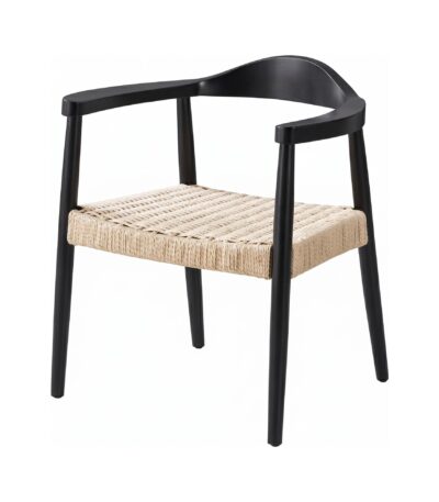 Scaun dining cu șezut împletit Nordic Wood Black - Homuse