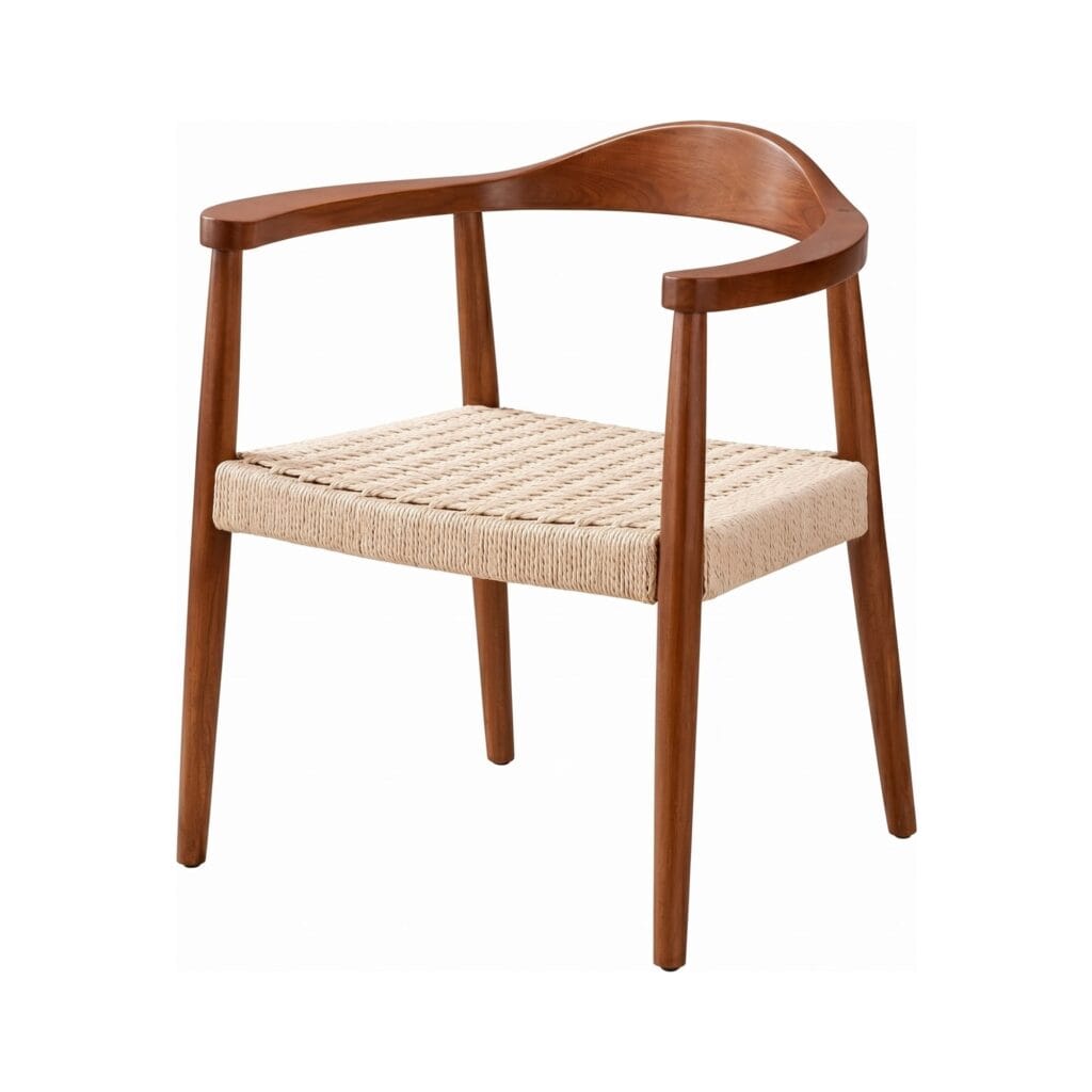 Scaun dining cu șezut împletit Nordic Wood Walnut - Homuse