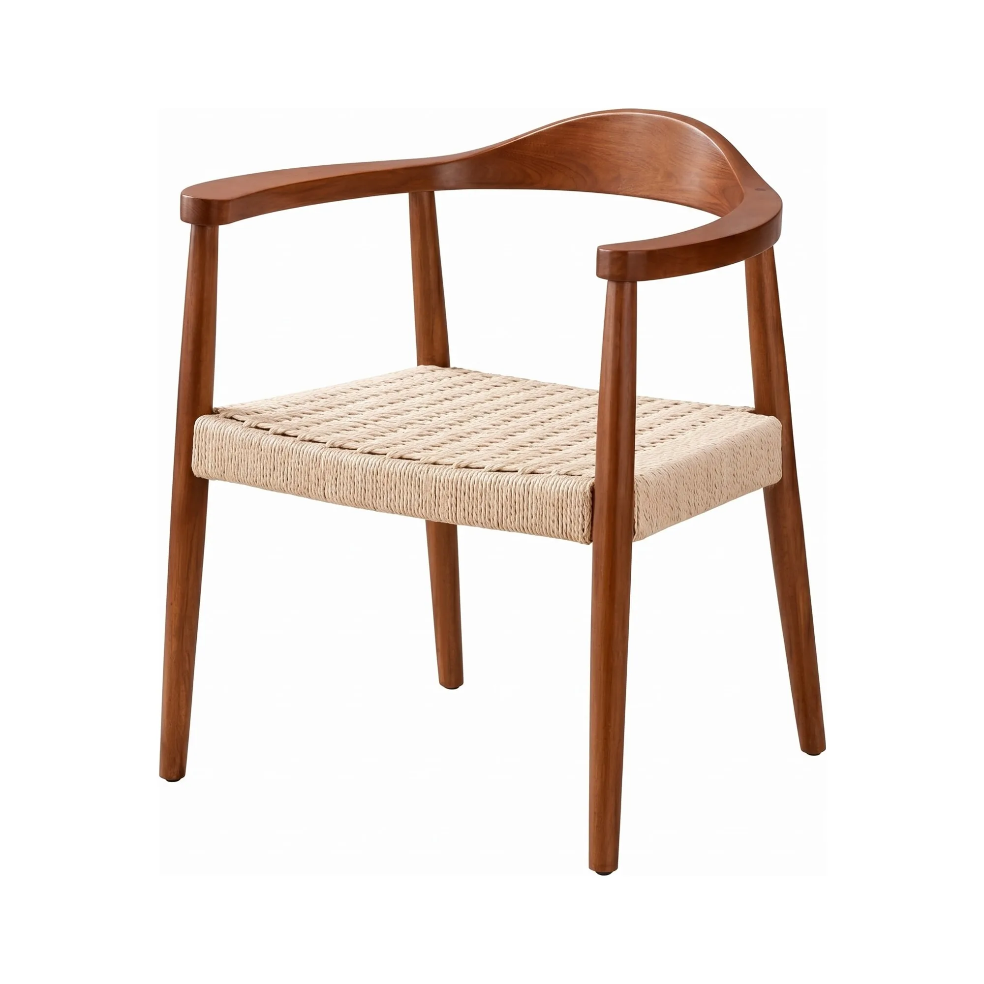 Scaun dining cu șezut împletit Nordic Wood Walnut - Homuse