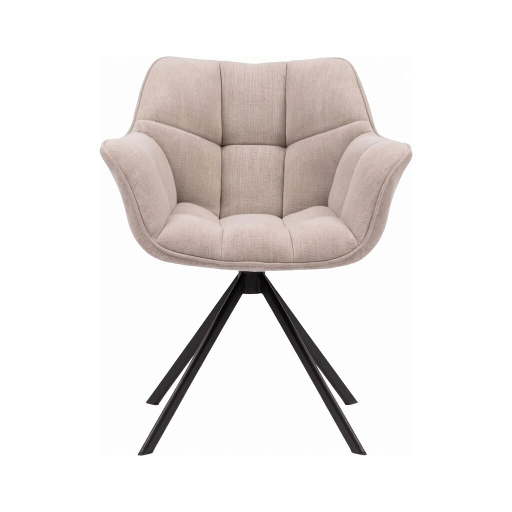 Scaun tapițat Beige cu bază metalică neagră - Homuse