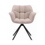 Scaun tapițat Beige cu bază metalică neagră - Homuse