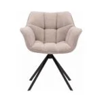 Scaun tapițat Beige cu bază metalică neagră - Homuse