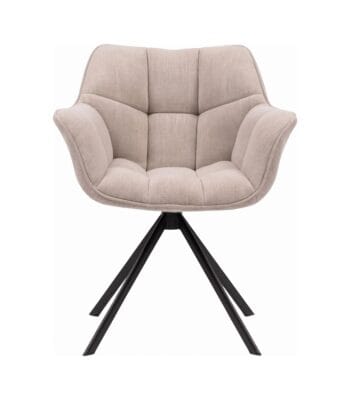 Scaun tapițat Beige cu bază metalică neagră - Homuse