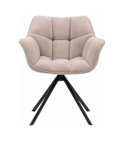 Scaun tapițat Beige cu bază metalică neagră - Homuse