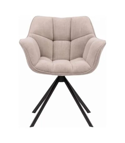 Scaun tapițat Beige cu bază metalică neagră - Homuse