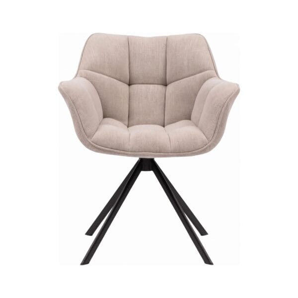 Scaun tapițat Beige cu bază metalică neagră - Homuse