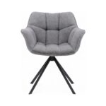 Scaun tapițat Grey cu bază metalică neagră - Homuse