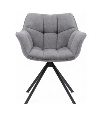 Scaun tapițat Grey cu bază metalică neagră - Homuse