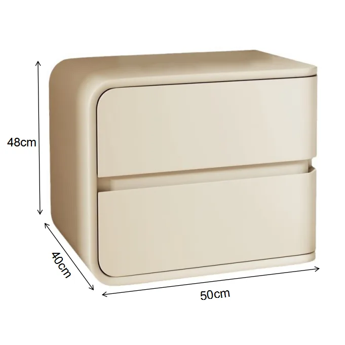 Noptiera din MDF si piele Elsa Offwhite - imagine 3