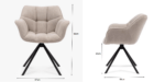 Scaun tapițat Beige cu bază metalică neagră - imagine 5