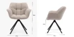 Scaun tapițat Grey cu bază metalică neagră - imagine 5