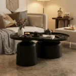 Set măsuțe de cafea rotunde Nova, diametru 70 cm si 50 cm - White - imagine 2