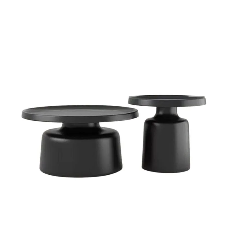 black-single Set măsuțe de cafea rotunde Nova, diametru 70 cm si 50 cm - Black - imagine 1