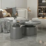 Set măsuțe de cafea rotunde Nova, diametru 70 cm si 50 cm - White - imagine 5