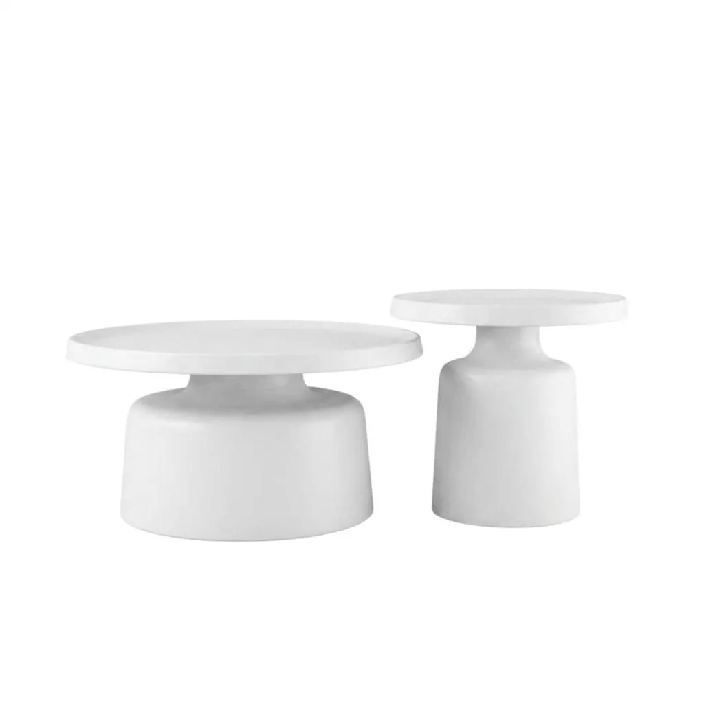 white-single Set măsuțe de cafea rotunde Nova, diametru 70 cm si 50 cm - White - imagine 1