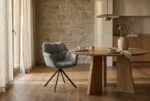 Scaun tapițat Grey cu bază metalică neagră - imagine 2