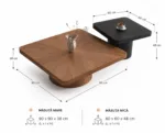 Set măsuțe de cafea Brown&Black diametru 90 cm si 60 cm - imagine 7
