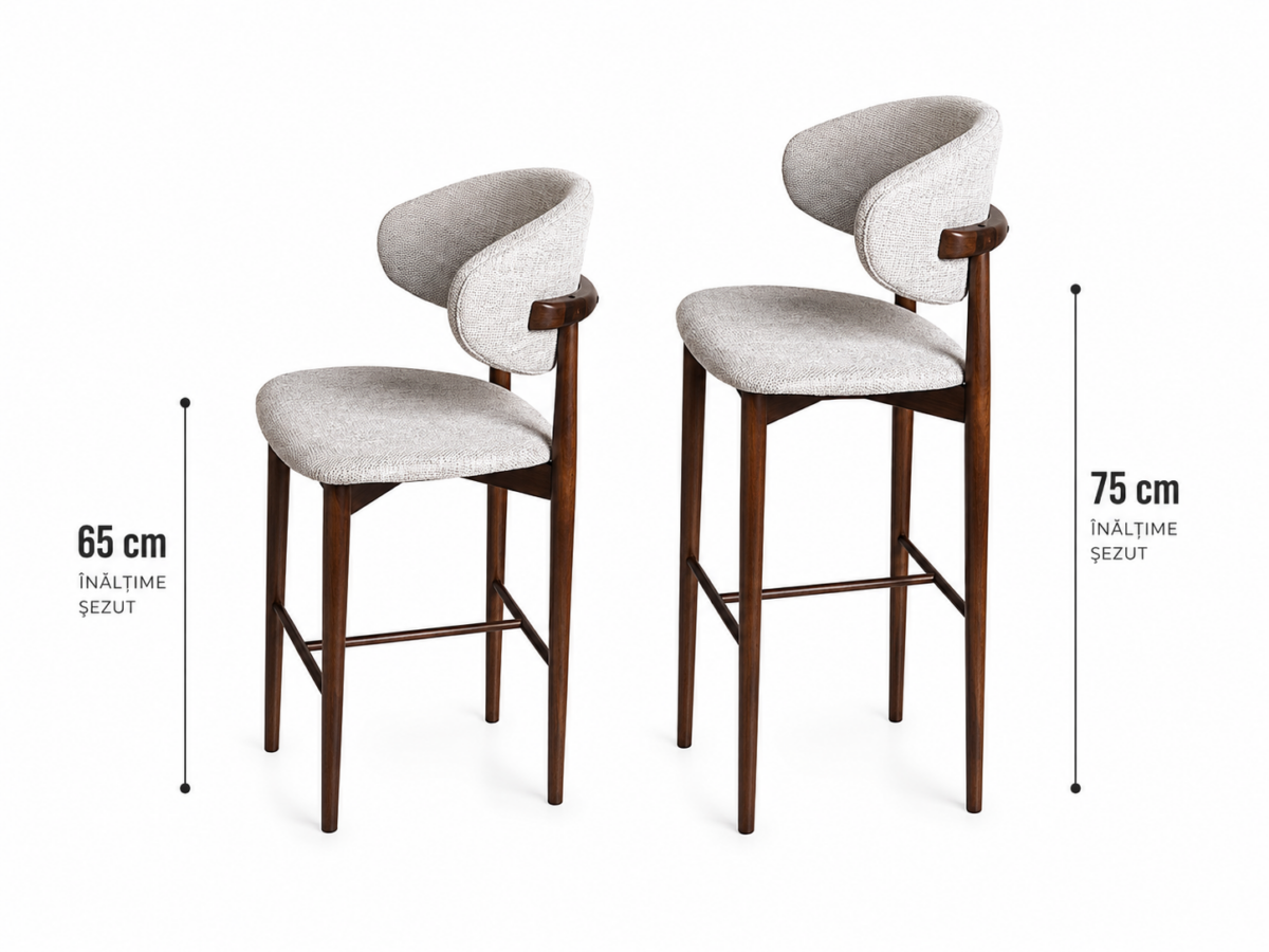 Scaun de bar din lemn Elora Walnut - 65 cm - imagine 7